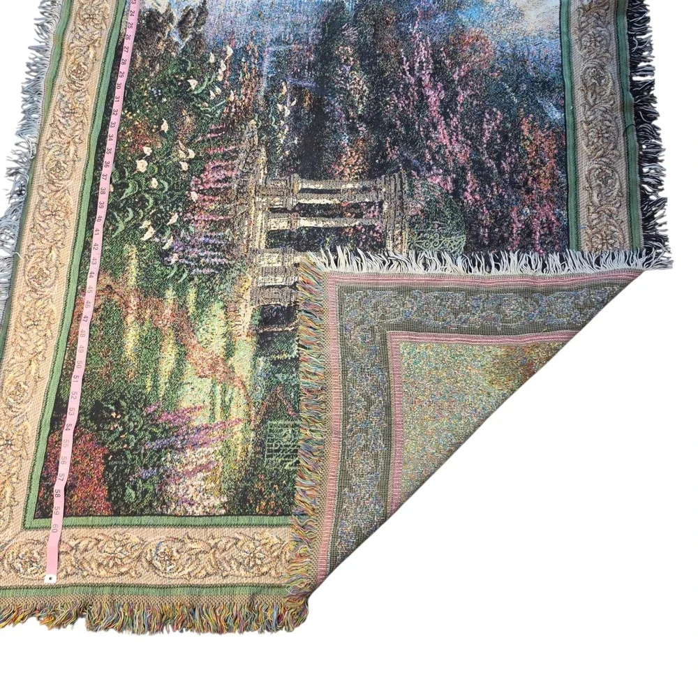 Thomas Kinkade 44x64 Tapestry Throw Blanket Painter of Light Garden Gazebo Scene